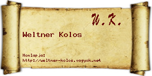 Weltner Kolos névjegykártya